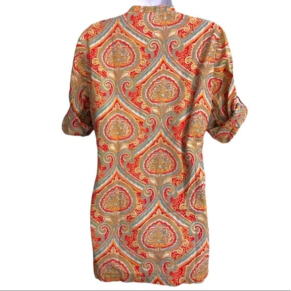 J. McLaughlin Top Sandy Tunic Top in Confetti Paisley Cotton Roll-Up Sleeves - Picture 7 of 12